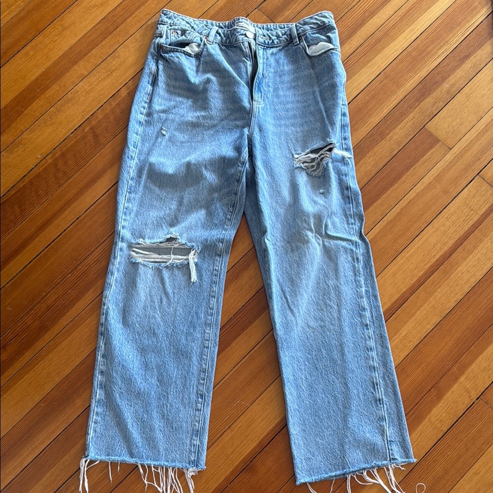 Distressed Blue Jeans